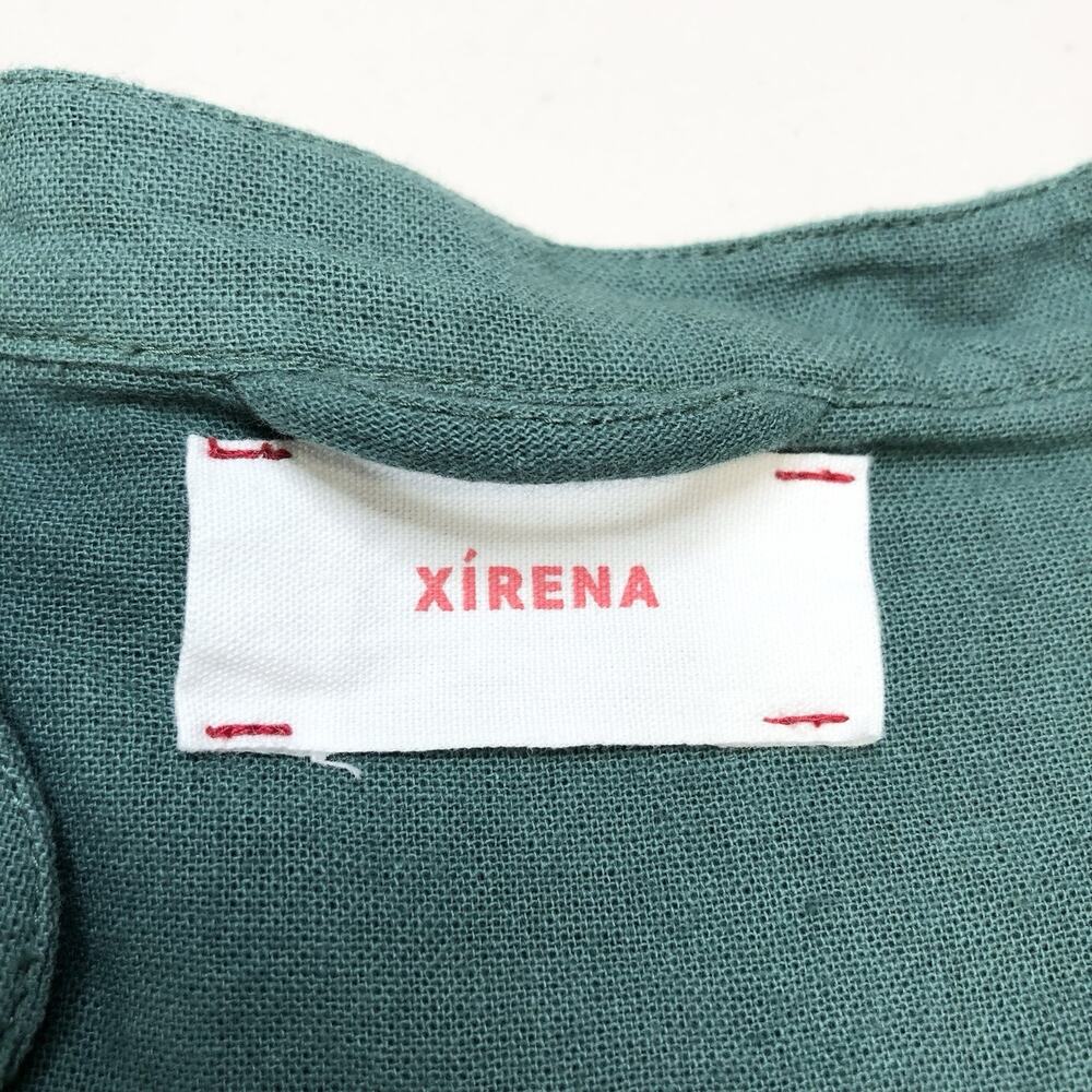 Xirena Maxi Dress With Belt Size S Or M Long Sleeve Shirred Cuffs Green ?Cotton? - Picture 2 of 5